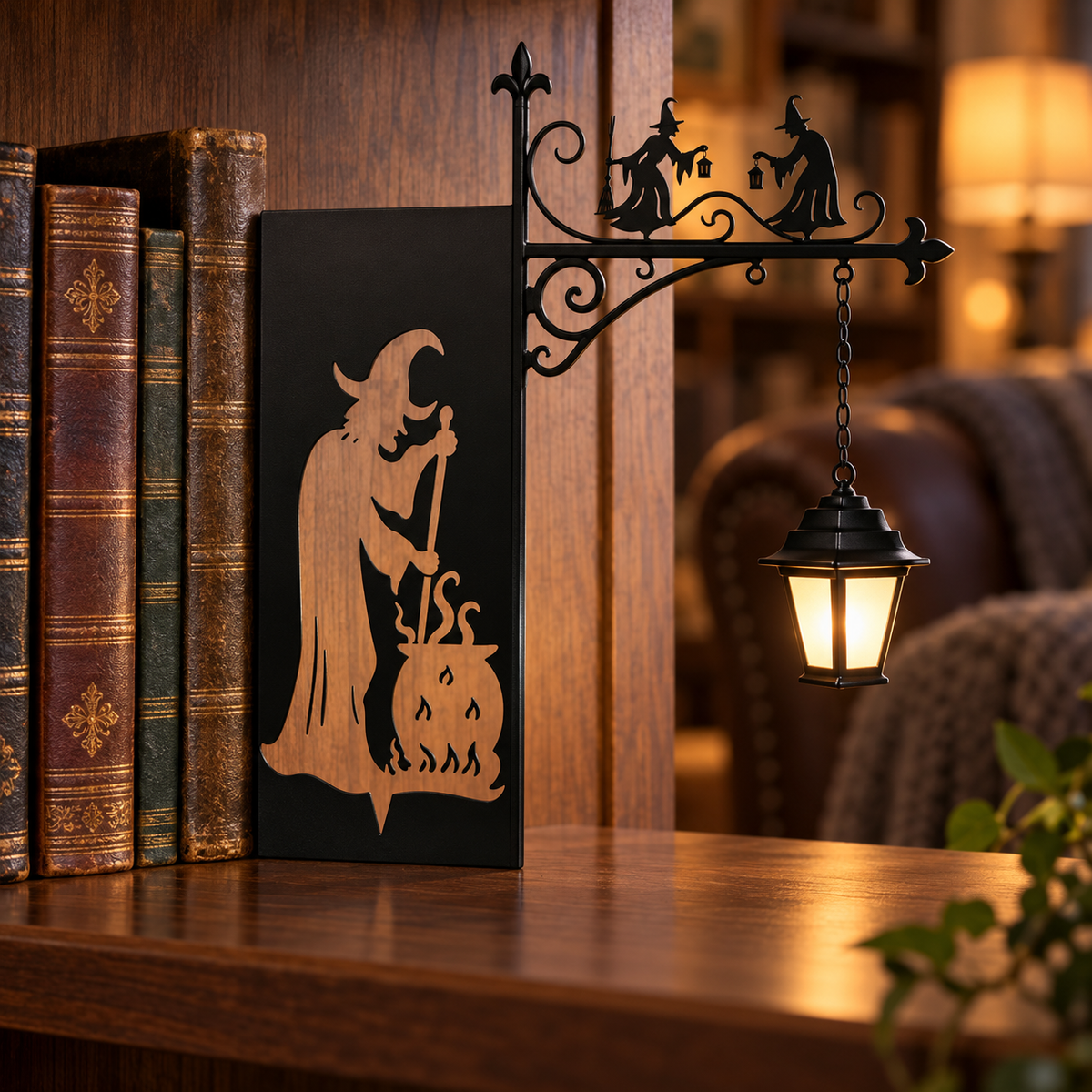 The Witch & Cauldron — Witch Bookshelf Lantern